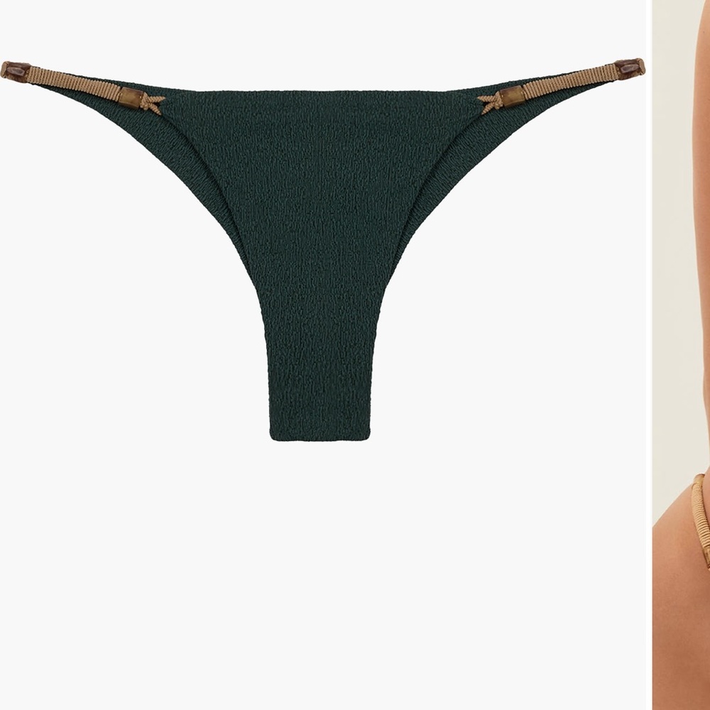 Vix Olive Green Strappy Ring Bikini set NWT Top L bottom XS together or sep - Picture 2 of 8